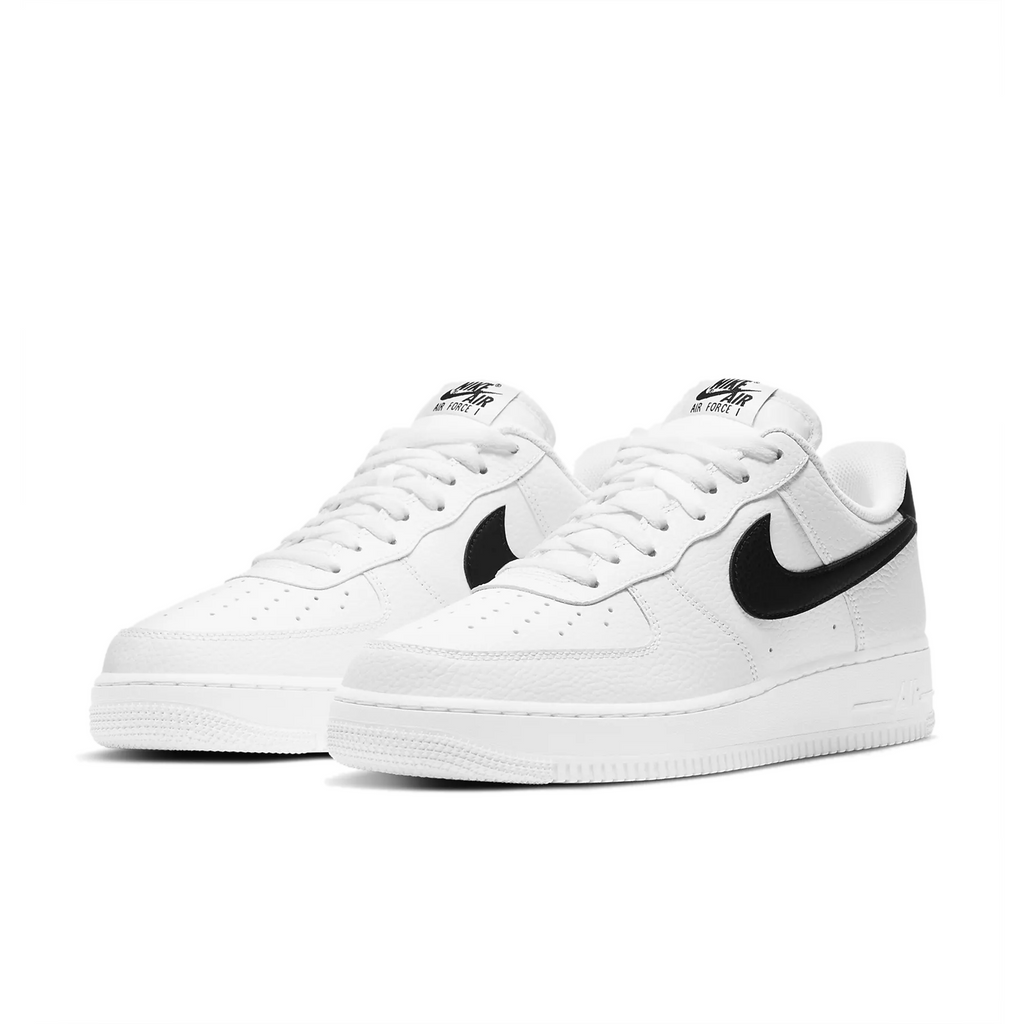 Men Nike Air Force 1 Low 'White Black Pebbled Leather' Style