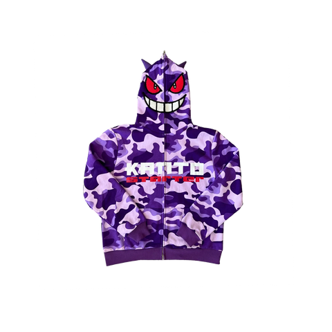 Kanto Starter Gengar Hoodie Camo Purple